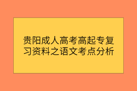 贵阳成人高考高起专复习资料之语文考点分析(七)